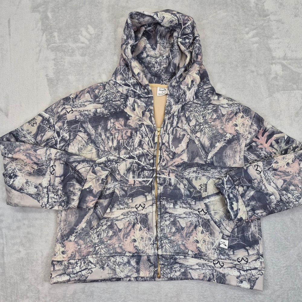 Akimbo Realtree Edge Camo Zip Hoodie 100% Organic Cotton Made in LA Womens Small